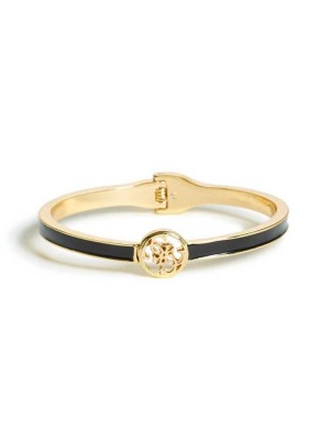 Bague Guess Enamel Logo Bangle Femme Doré Noir | 73041-WBNR