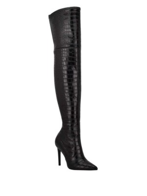 Botte Guess Baiwa Croc Over-the-Knee Femme Noir | 26108-RGHD