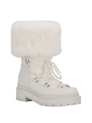 Botte Guess Larya Faux-Fur Snow Femme Blanche | 02341-WHGT