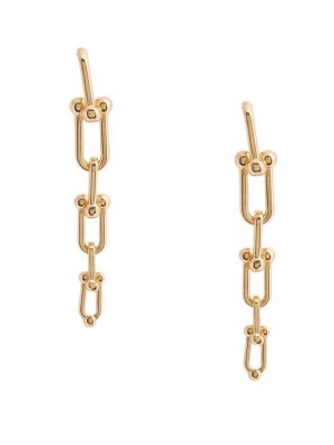 Boucles d'Oreilles Guess 14KT Ball Chain-Link Drop Femme Doré | 64018-SLUI