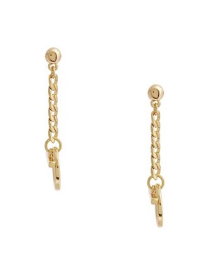 Boucles d'Oreilles Guess 14KT Chain-Link Toggle Femme Doré | 85127-HPSK