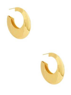 Boucles d'Oreilles Guess 14KT Curved Hoop Femme Doré | 83165-LSZA