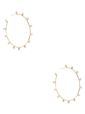 Boucles d'Oreilles Guess 14KT Rhinestone Hoop Femme Doré | 35189-DKQX