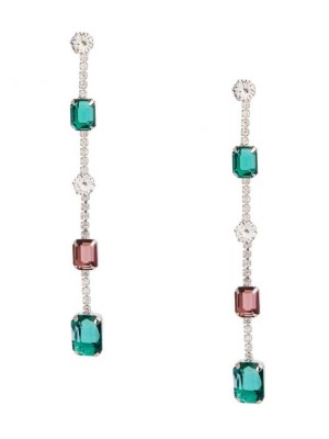 Boucles d'Oreilles Guess Crystal Emerald Linear Femme Argent | 56897-ZUOD