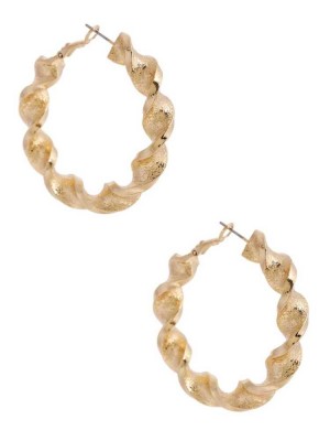 Boucles d'Oreilles Guess Gold-Tone Large Twisted Hoop Femme Doré | 70315-IOCM