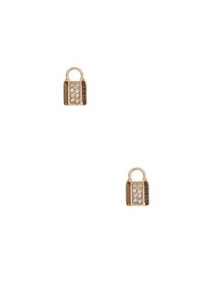 Boucles d'Oreilles Guess Gold-Tone Lock Stud Femme Doré | 02583-KJVY