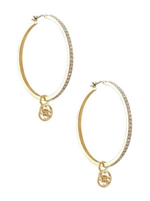 Boucles d'Oreilles Guess Gold-Tone Quattro G Hoop Femme Doré | 71582-EUGZ