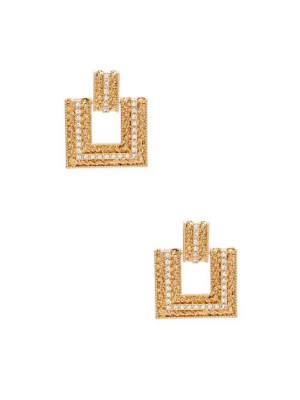 Boucles d'Oreilles Guess Gold-Tone Rhinestone Statement Femme Doré | 08716-LQZB