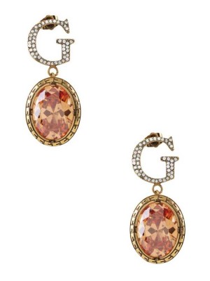 Boucles d'Oreilles Guess Gold-Tone Topaz Drop Femme Titane Doré | 06824-VCED