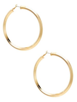 Boucles d'Oreilles Guess Large Tubular Hoop Femme Doré | 08196-HMDI