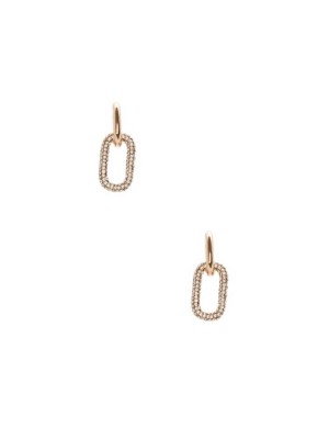 Boucles d'Oreilles Guess Pavé Square Hoop Femme Doré | 09157-TGUI