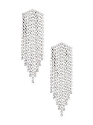 Boucles d'Oreilles Guess Rhinestone Fringe Femme Argent | 38469-PQAW