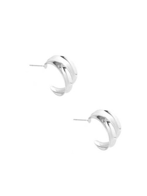 Boucles d'Oreilles Guess Silver-Tone Double Hoop Femme Argent | 49817-BPQM