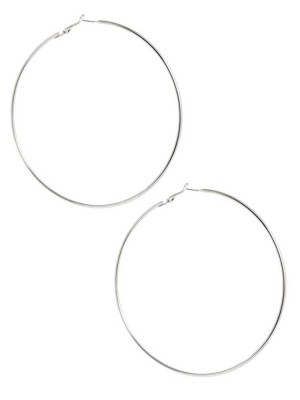 Boucles d'Oreilles Guess Silver-Tone Oversized Hoop Femme Argent | 45803-MDYX