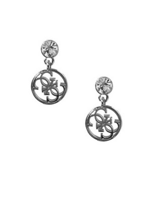 Boucles d'Oreilles Guess Silver-Tone Quattro G Logo Drop Femme Argent | 57094-VZDK