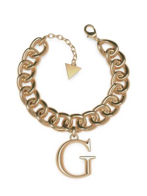 Bracelet Guess Gold-Tone G Logo Curb Chain Femme Doré | 65408-ZFQK