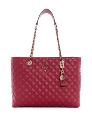 Cabas Guess Cessily Matelassé Femme Marron | 39107-DYCP