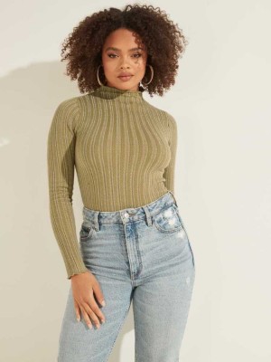 Chandails Guess Isidora Pull Top Femme Vert | 86795-VSCO