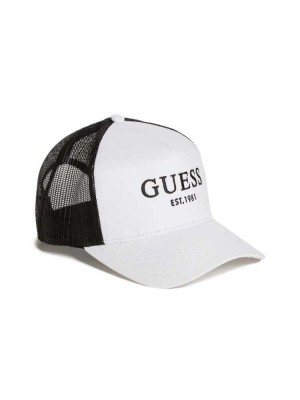 Chapeaux Guess Contrasting Logo Trucker Homme Blanche | 58063-XZNW