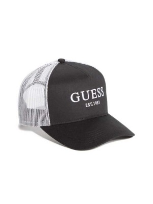 Chapeaux Guess Contrasting Logo Trucker Femme Noir | 05486-YPSV