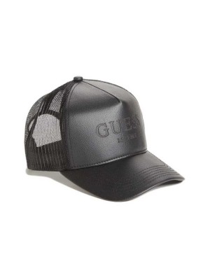 Chapeaux Guess Faux-Cuir Trucker Femme Noir | 73209-XJLU