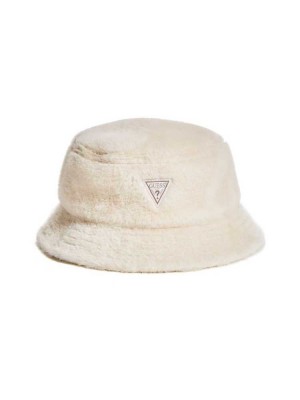 Chapeaux Guess Faux-Fur Bucket Femme Blanche | 06938-OASF