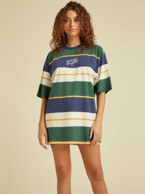 Chemises Guess Originale T-Shirt Femme Vert Multicolore | 38470-INYR