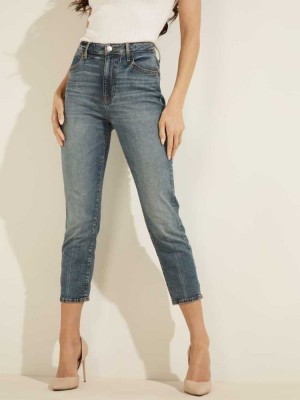 Jean Guess Cropped Slim Droit Femme Bleu Clair | 06837-BACT