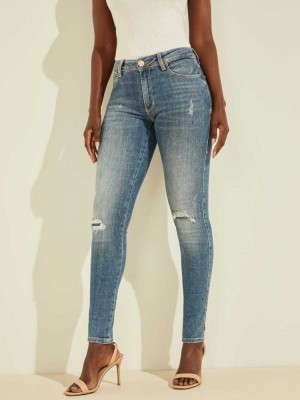 Jean Guess Eco Sexy Curve Destroyed Femme Bleu Clair | 37492-DMCZ