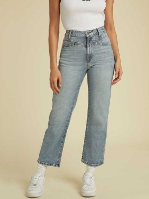 Jean Guess Originale Cropped Mom Femme Lavage Clair | 85736-ZVXW