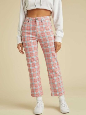 Jean Guess Originale Plaid Mom Femme Rouge Multicolore | 29154-YQTW