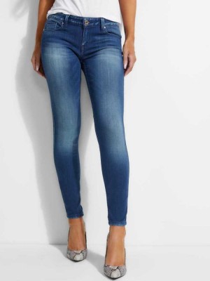 Jean Guess Power Mince Femme Indigo Lavage | 31742-ZKRM