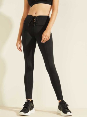 Leggings Guess Dentelle-Up Femme Noir | 82491-HAES