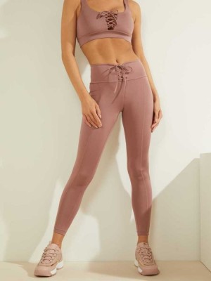 Leggings Guess Dentelle-Up Femme Rose | 14789-WCQA