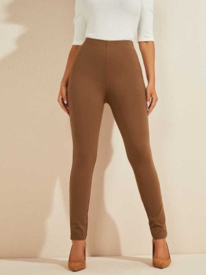 Leggings Guess Jane Ponte Femme Marron | 96054-MWXE