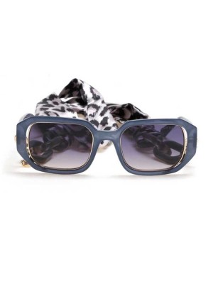 Lunette de Soleil Guess Rectangle Femme Bleu | 57649-SRXH