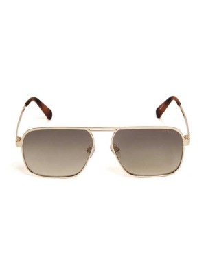 Lunette de Soleil Guess Top Bar Aviator Homme Doré | 57930-RQYB