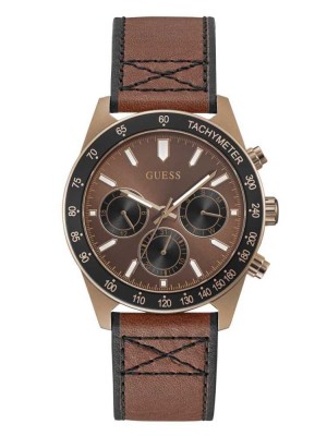 Montre Guess Coffee-Tone and Brown Cuir Multifonction Homme Multicolore | 45917-JWAH