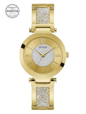 Montre Guess Gold-Tone Crystal Bangle Analog Femme Doré | 18923-QOJN