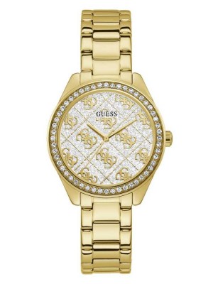 Montre Guess Gold-Tone Glitter Logo Femme Multicolore | 97840-ZWEM