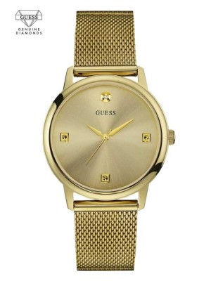 Montre Guess Gold-Tone Slim Mesh Diamond Femme Doré | 82974-HIPM