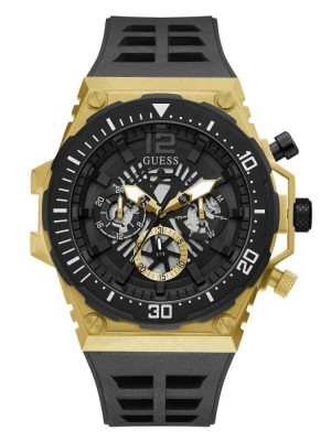 Montre Guess Gold-Tone and Black Exposed Dial Multifonction Homme Multicolore | 87154-BKTM