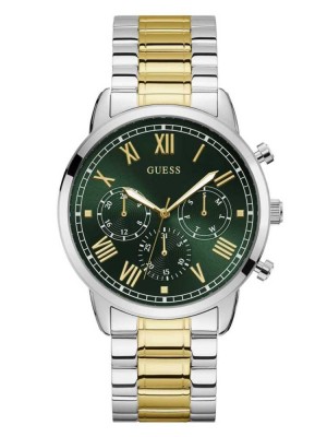 Montre Guess Green Two-Tone Multifonction Homme Argent | 94072-KWES