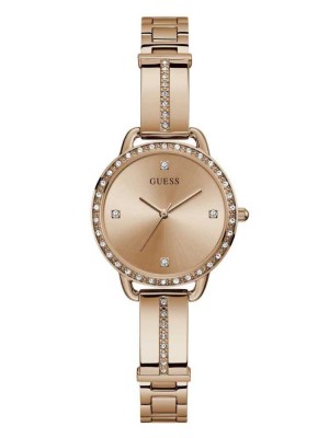 Montre Guess Rose Gold-Tone Crystal Analog Femme Multicolore | 25743-XQJR