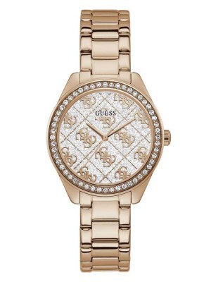 Montre Guess Rose Gold-Tone Glitter Logo Femme Multicolore | 28493-YLJF