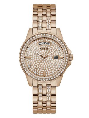 Montre Guess Rose Gold-Tone Rhinestone Analog Femme Multicolore | 57963-MBAD