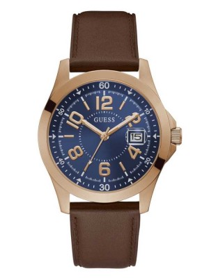 Montre Guess Rose Gold-Tone and Blue Analog Homme Multicolore | 14075-VLPT