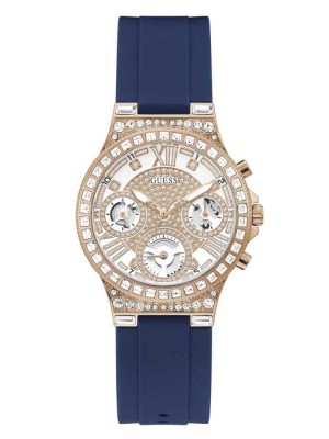 Montre Guess Rose Gold-Tone and Blue Silicone Multifonction Femme Multicolore | 13860-GEVO