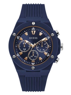 Montre Guess Rose Gold-Tone and Navy Silicone Multifonction Homme Multicolore | 70352-ZTPE