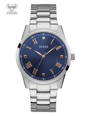 Montre Guess Silver-Tone Diamond Analog Homme Argent | 56792-BTEZ